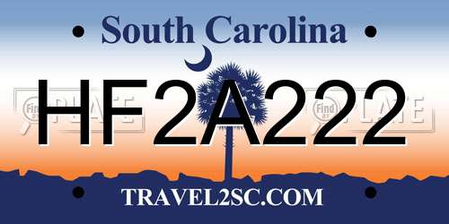 HF2A222 South Carolina License Plate