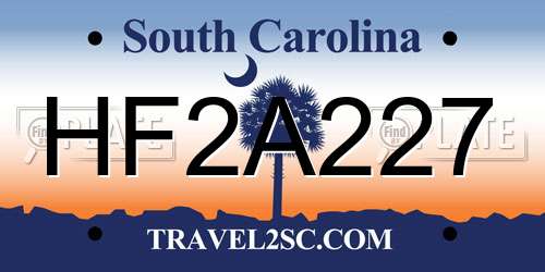 HF2A227 South Carolina License Plate