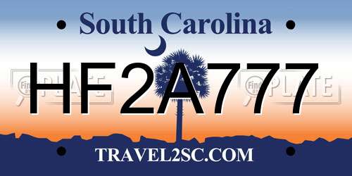 HF2A777 South Carolina License Plate
