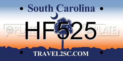 HF525 South Carolina License Plate
