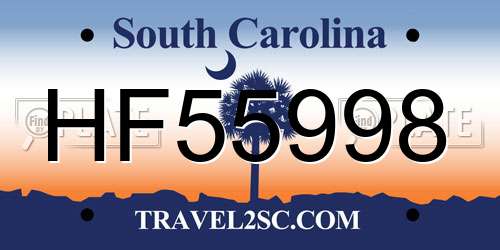 HF55998 South Carolina License Plate