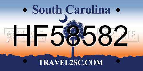 HF58582 South Carolina License Plate