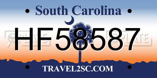 HF58587 South Carolina License Plate