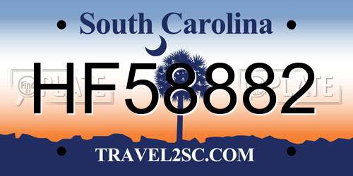 HF58882 South Carolina License Plate