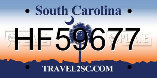 HF59677 South Carolina License Plate