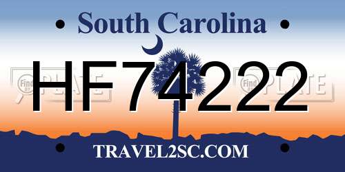 HF74222 South Carolina License Plate