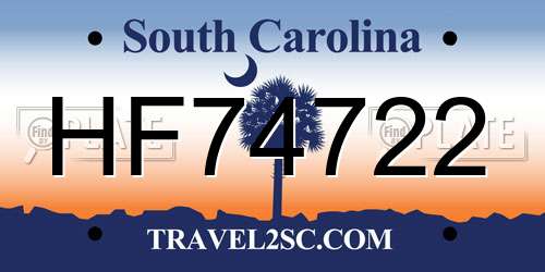 HF74722 South Carolina License Plate