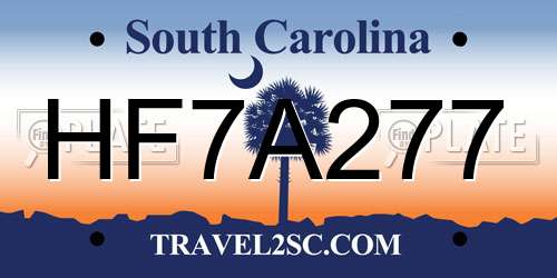 HF7A277 South Carolina License Plate