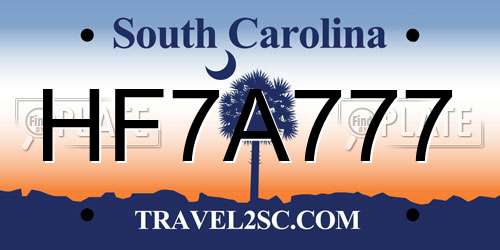 HF7A777 South Carolina License Plate