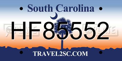 HF85552 South Carolina License Plate