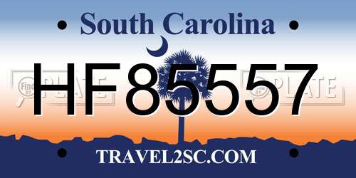 HF85557 South Carolina License Plate