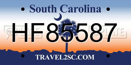 HF85587 South Carolina License Plate