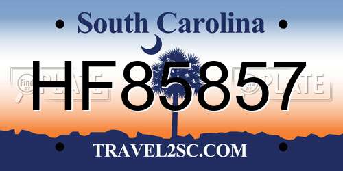 HF85857 South Carolina License Plate