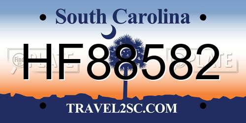 HF88582 South Carolina License Plate
