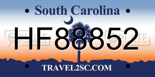 HF88852 South Carolina License Plate