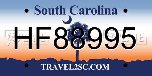 HF88995 South Carolina License Plate