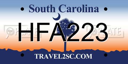 HFA223 South Carolina License Plate
