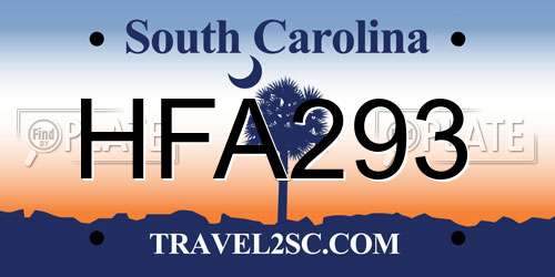 HFA293 South Carolina License Plate
