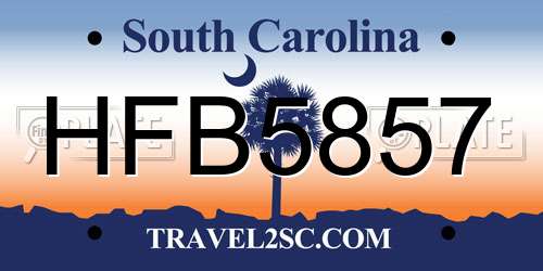 HFB5857 South Carolina License Plate