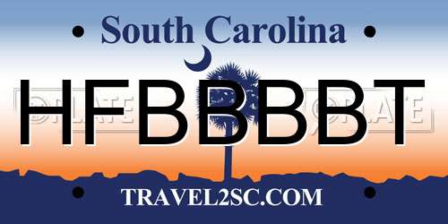 HFBBBBT South Carolina License Plate