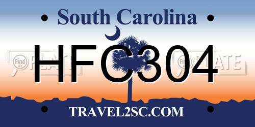 HFC304 South Carolina License Plate