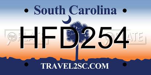HFD254 South Carolina License Plate