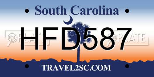 HFD587 South Carolina License Plate