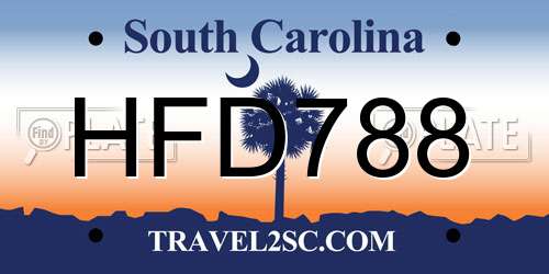 HFD788 South Carolina License Plate