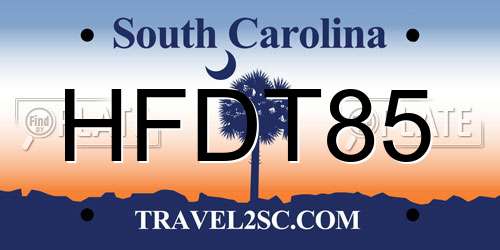 HFDT85 South Carolina License Plate
