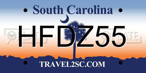 HFDZ55 South Carolina License Plate