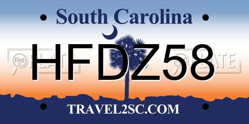 HFDZ58 South Carolina License Plate