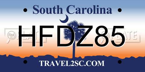 HFDZ85 South Carolina License Plate