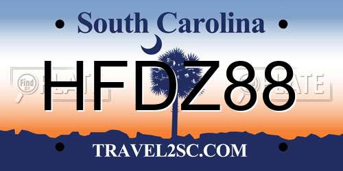 HFDZ88 South Carolina License Plate