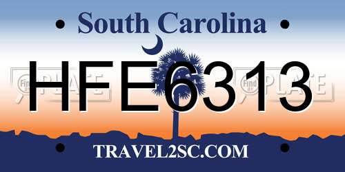 HFE6313 South Carolina License Plate
