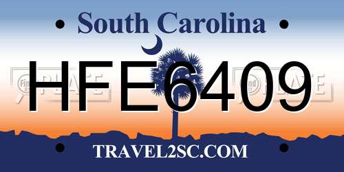 HFE6409 South Carolina License Plate