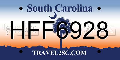 HFF6928 South Carolina License Plate