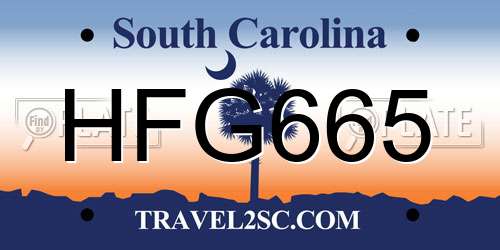 HFG665 South Carolina License Plate