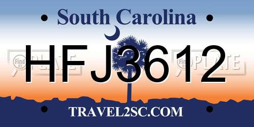 HFJ3612 South Carolina License Plate