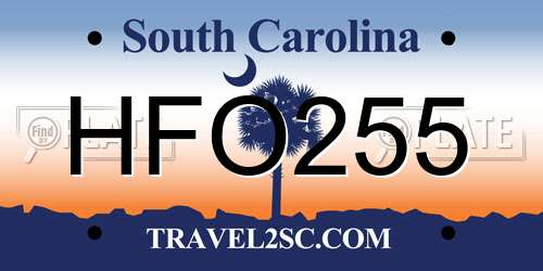 HFO255 South Carolina License Plate