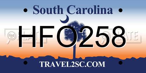 HFO258 South Carolina License Plate
