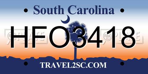 HFO3418 South Carolina License Plate