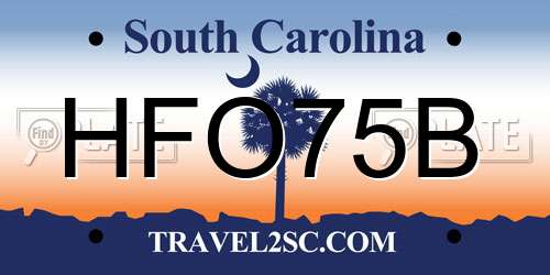 HFO75B South Carolina License Plate