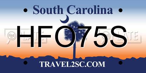 HFO75S South Carolina License Plate