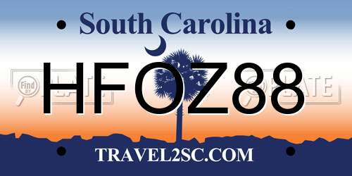 HFOZ88 South Carolina License Plate