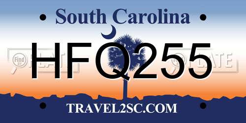 HFQ255 South Carolina License Plate