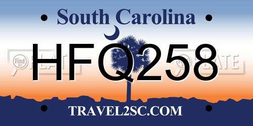 HFQ258 South Carolina License Plate
