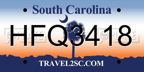 HFQ3418 South Carolina License Plate