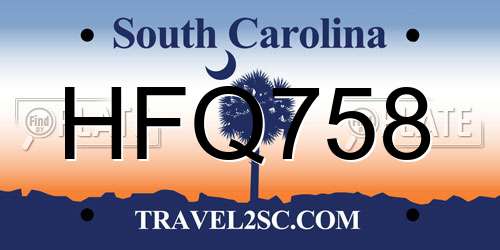 HFQ758 South Carolina License Plate