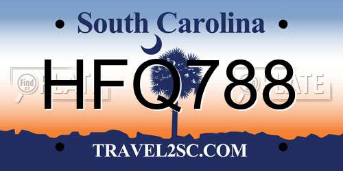 HFQ788 South Carolina License Plate