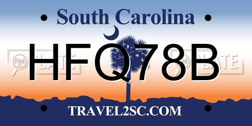 HFQ78B South Carolina License Plate